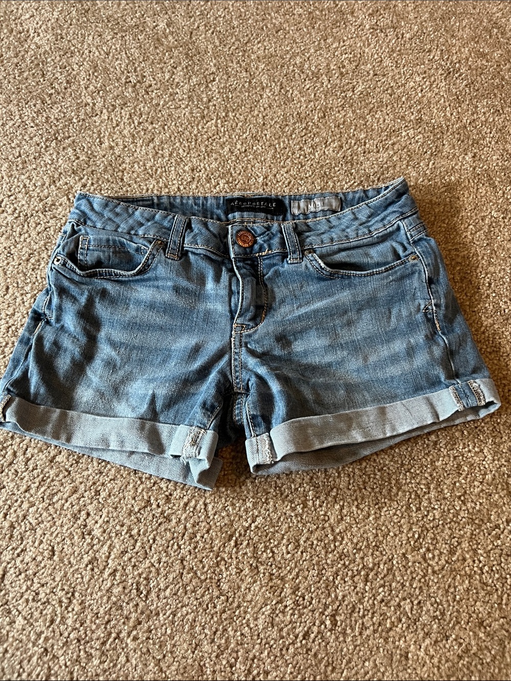 Aeropostale Light Blue Denim Roll-Cuff Shorts